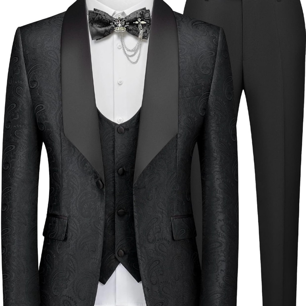 Men's Black Paisley Tuxedo Suit